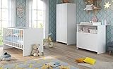 Baby- Kinderzimmer 'Niko' komplett Set 3-teilig in weiß Babymöbel mit Wickelkommode, Kleiderschrank und Babybett
