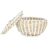 UPKOCH Gewebter Korb Mit Deckel Eierkorb Brotkorb Rattan Korb Obstkorb Rattankorb Gemüsekorb Geschenkkorb Brotkorb Aufbewahrungskorb Picknickkorb Tischdeko für Bauernhaus Aufbewahrung Korb