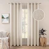 MIULEE 2er Set Voile Vorhang Sheer Leinenvorhang mit Ösen Transparente Unregelmäßige Textur Gardine Ösenschal Fensterschal Lichtdurchlässig für Schlafzimmer 245 x 140cm (H x B) Goldenes Beige