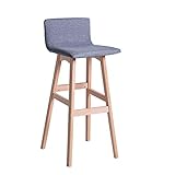 ARTSIM Nordischer moderner Barstuhl aus Massivholz, mit Leinen gepolsterter Thekenhocker mit Rückenlehne, 62/72 cm hoch, 5 Farben (Farbe: E, Größe: 72 cm) (B 72 cm)