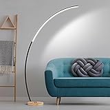 HKLY LED Bogenlampe Wohnzimmer Stehlampe Dimmbar mit Fernbedienung 18W Moderne Arc Standleuchte mit Holzfuß Leselampe Bogenleuchte für Schlafzimmer Esszimmer Büro Licht, Höhe 170cm, Schwarz…