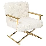 Kare Design Sessel Mr. Fluffy, schöner Sessel mit Armlehnen und Gestell in goldfarben, weiche Polsterung aus Kunstfell, Chillsessel, moderner Cocktailsessel, (H/B/T) 87x68x70cm