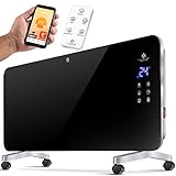 KESSER® Elektro Glasheizung Glaskonvektor Elektroheizung Heizung Heizkörper ✓ Touchscreen ✓ APP WiFi Funktion Inkl. Fernbedienung ✓ LCD-Display ✓ Timer | Stand- oder Wandgerät | 2000 Watt |