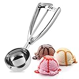 Edelstahl Eis Eisportionierer mit Einfachem Auslöser–Große Größe 2,50 Zoll/6,3 cm Keksschaufel Eisportionierer mit Auslöser für Kartoffelpüree, Cupcake-Mix, Keksteig, Mellonbällchen