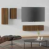 Chusui 4-TLG. TV-Schrank-Set, Wohnwand Wohnzimmer, Wohnzimmer Wand, Anbauwand Wohnzimmer, Schrankwand Wohnzimmer, Wohnzimmer Wand, Braun Eichen-Optik Holzwerkstoff