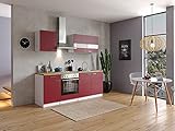 respekta Malia Küchenzeile, Holzwerkstoff, Rot, 210 cm