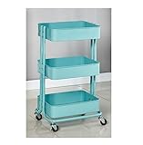 Rollwagen Küchenwagen Servierwagen 3-stufiger Metall-Rollwagen, Mehrzweckwagen, Regale, Aufbewahrungswagen Mit Rad, Küchenaufbewahrungswagen Küchenrollwagen Regalwagen ( Color : Blu , Size : 43*36*77c