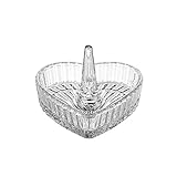 seluluory Handgefertigte Klare Glas Ringhalterschale Für Schmuck Dekoratives Herz Design Ringtablett Kommode Top Schmuckhalter Für Mädchen