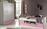 Vipack Kinderzimmer Bonny Kojenbett mit Kleiderschrank Kinderbett Bett Schrank Weiß/Rosa