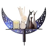 Tsuchiya Halbmond-Regal - Mondförmiges Wandregal - Verschleißfestes Halbmond-Wandregal mit mondförmigen Anhängern, Kunsthandwerk für kleine Pflanzen, Kristallsteine, Wohnzimmer, Wohnheim
