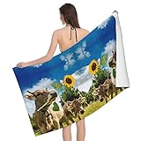 BAAROO Badetücher mit Kuhmotiv, groß, weich, sehr saugfähig, personalisierbar, 130 x 80 cm, Braun