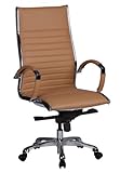 AMSTYLE Bürostuhl Salzburg 1 Bezug Echt-Leder Caramel Design Schreibtischstuhl X-XL 120 kg Chefsessel höhenverstellbar Drehstuhl ergonomisch mit Armlehnen Polster niedrige Rücken-Lehne Wippfunktion