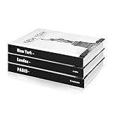 Eufrozy Dekorative Bücher Set, 3PCS Schöne Fake Deko Bücher Set für Heimdekoration, Mode Leeres Deko Bücher Attrappen für Couchtische/Regale/Wohnzimmer/Schlafzimmer (New York/Paris/London)