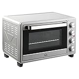 HOMCOM Minibackofen 32L 1600W Elektrischer Mini Ofen mit Schlackenauffangwanne Metall Edelstahl Glas Silber 52,2 x 38,1 x 33,5 cm