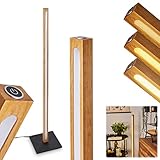 HOFSTEIN LED Stehleuchte Madou, Bodenlampe aus Metall/Holz in Schwarz/Natur/Weiß, dimmbare Stehlampe mit Tastdimmer am Gehäuse, 20 Watt, 2300 Lumen, 3000 Kelvin (warmweiß)