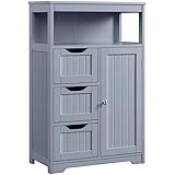 KAOROU Design-Bodenschrank aus Holz for Badezimmer, 22' L x 12' B x 34' H, graue Wohnmöbel, Badezimmermöbel