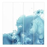 Bilderwelten Schiebegardinen Set Welle Aquarell Türkis II 4 Flächenvorhänge je 250x60cm Deckenhalterung