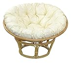 ALIDAM Rattansessel Gartensessel Rattansessel Sessel rund Ø 80 cm beige inkl Kissen Rattansessel Relaxsessel Korbsessel Balkonstuhl Garten MöBel Gartenlounge Rattansessel