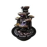 TAKOHL Zimmerbrunnen Harz-Dekorations-Brunnen Indoor-Wasser-Brunnen Crafts Desktop Home Decor Steingarten-Figuren Fengshui-Wasser-Brunnen Desktop-Brunnen