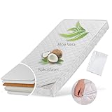 Babymatratze 70x140 cm KOKOS mit gestepptem Aloe Vera-Bezug, Spannbettlaken, 10 cm hoch, Babymatratze Kindermatratze 70 x 140 Kokos-Matratze für Babybett oder Kinderbett