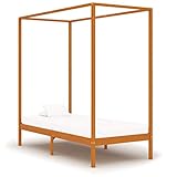 YuMeng Himmelbett-Gestell, Bett, Bettgestell, Jugendbett, Schlafzimmer Bett, Schlafzimmer Komplett, Bed Fram, Honigbraun Massivholz Kiefer 90 x 200 cm