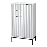 LUCERA Badezimmer Kommode in Weiß matt - Badezimmerschrank Bad Schrank mit viel Stauraum - 60 x 106 x 32 cm (B/H/T)