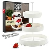 Moritz & Moritz Obst Etagere 3 Etagen - Inkl. Zange - Aus Steinzeug – Moderne Küchen Deko oder Party Deko – Perfekt als Obstschale für Obst Aufbewahrung, Muffins und Cupcakes