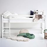 Hoppekids ECO Dream Halbhochbett - FSC-zertifiziertes Kiefernholz, TÜV-Zertifiziert, Label Nordic Swan, 70x190 cm, Weiß - Perfekt für kleine Schlafzimmer und Kinder im Wachstum, konvertierbar