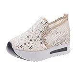 Zannycn Walkingschuhe Damen Arbeitsschuhe Sneaker Atmungsaktiv Stiefeletten Laufen Cushion Wasserdicht Dicke Flach Trainingsschuhe Sportschuhe Plate Schuhe