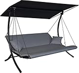 Angerer Hollywoodschaukel Swing Zip - Gartenschaukel Made in Germany - Schaukel zum Sitzen, Liegen und Entspannen - mit Bett-Funktion und wetterfesten Kissen - einfache Montage (Grau)