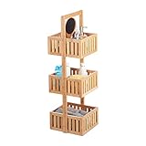 Relaxdays, Natur, Holzregal freistehend, Schmales Standregal Küche, HBT 82,5 x 27 x 26,5cm, Badregal mit 3 Ablagen Bambus