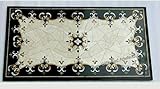 45,7 x 91,4 cm eingelegt mit einzigartigem Muster Couchtischplatte Schwarz Marmor Rechteckige Form Beistelltisch für Büro von indischer Vintage Kunst und Handwerk