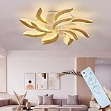 Azanaz LED Deckenleuchte Holz Mit Fernbedienung Dimmbar Deckenlampe-Kreative Blumenform Design Wohnzimmer Deckenlicht 72W Modern Design Deckenleuchten fur Wohnzimmer,Schlafzimmer