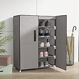 JUNZAI Schuhschrank, Schuhe Schrank, Schuhregal, Shoes Cabinet, Schrank Für Schuhe, Schuh Kommode, Grau 60x28x90 cm Stoff