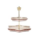 Villeroy und Boch Winter Bakery Delight Etagere 'Ilex', Premium Porzellan, Weiß/Rot/Beige