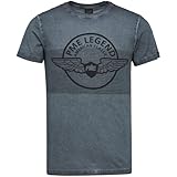 PME Legend Herren Rundhals T-Shirt Cold DYE - Regular Fit Rosa Grün Grau S-3XL, Größe:L, Farbe:Asphalt 9114