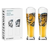 Ritzenhoff 3481005 Weizenbierglas 500 ml – 2er Set – Serie Brauchzeit Set Nr. 5 – 2 Stück mit mehrfarbigem Digitaldruck