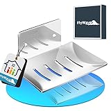 Seifenhalter Ohne Bohren 1 Stück, FlyWave Seifenschale Ohne Bohren 2 Befestigungsmöglichkeiten, Edelstahl Seifenschale Wandmontage, Seifenablage Ohne Bohren für Seife, Geschirrspülschwamm