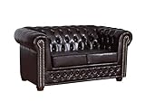 ROVERTI Fresco Sofa 2-Sitzer Chesterfield-Sofa für Wohnzimmer Lounge Couch mit verchromten Füßen Möbel Freistehende Polster Sofas & Couches Couchgarnitur Dunkelbraun 148 x 86 x 72 cm
