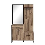 Forte Hud Garderobe inklusive Spiegel, Holzwerkstoff, Stabeiche / Betonoptik Dunkelgrau, 114,1 x 44,5 x 199,9 cm