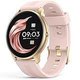 AGPTEK Smartwatch, 1,3 Zoll runde Armbanduhr mit personalisiertem Bildschirm, Musiksteuerung, Herzfrequenz, Schrittzähler, Kalorien, usw. IP68 Wasserdicht Fitness Tracker für iOS und Android, Rosa