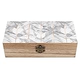 OTRAHCSD Quadratische Holzkiste, Marmor Weiß Rosa Holz Aufbewahrungsbox Dekorative Home Holzkiste für Sammlerstücke