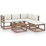 LAPOOH 6-TLG. Garten-Sofagarnitur aus Paletten mit Kissen, Möbelsets, Lounge Gartenmöbel Set, Gartenlounge, Balkon Möbel, Terrassenmöbel, Balkonmöbel, Sitzgruppe, Kiefernholz