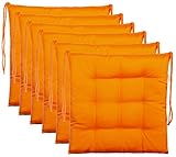 Brandsseller Sitzkissen Dekokissen Stuhlkissen Zierkissen Gartenkissen - 9er Steppung- in Verschiedene Motive (6er-Paket, Orange)