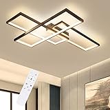 Mursche LED Deckenleuchte Dimmbar Modern Deckenlampe - Schwarz Wohnzimmerlampe mit Fernbedienung 65W Geometrisch Design Deckenbeleuchtung aus Metall für Wohnzimmer Schlafzimmer Flur und Büro