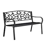 Gartenbank für den Außenbereich, Gartenterrassenbank, Metallbank für den Außenbereich, Park-Verandabänke mit Stahlrahmen aus Gusseisen
