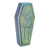 Boland 73059 - Aufbewahrungsbox mit Deckel für Halloween Deko, Sarg Kiste aus Kunststoff, Skelett Deko
