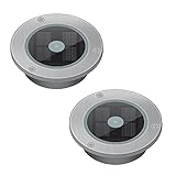 Solar Bodenleuchte Aussen,2 Pack Dekoration Bodeneinbauleuchte,IP68 wasserdicht LED Deck Lichter,Anti Druck,Anti Kollision,Geeignet Für Garage,Gehwege,Treppe,Deck mit Garten Dekoration(Weiß-Round)