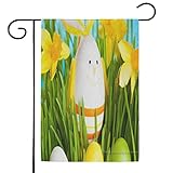 Niedliches Osterhasen-Ei-Gras-Gartenflagge, 30,5 x 45,7 cm, vertikal, doppelseitig, Hofflagge, Outdoor-Dekorationen, rustikale Bauernhaus-Dekoration für saisonalen Urlaub