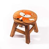 Kinderhocker, Schemel, Kinderstuhl massiv aus Holz mit Tiermotiv Fuchs 2, 25 cm Sitzhöhe für unsere Kindersitzgruppe